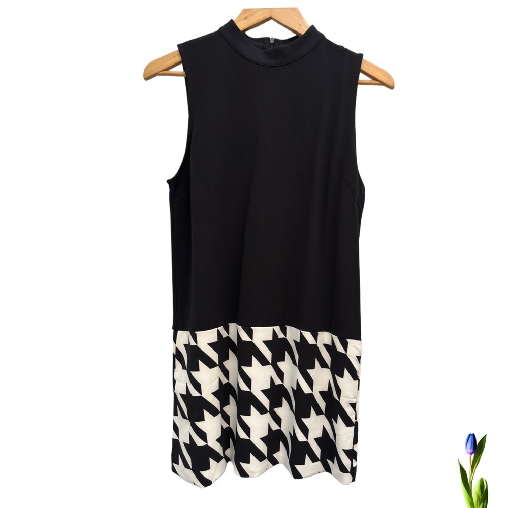 Black and White Sleeveless Dress houndstooth forever 21 sizes M